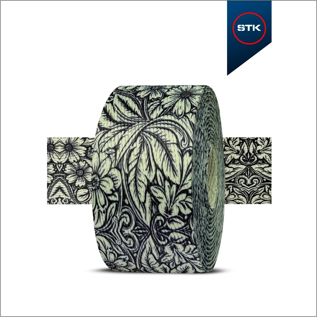 FITA STK 2259 SUBLY 40MM MENTA (MAIS GOMA) (FLORAL PRETO) - 1189 - 1 LADO
