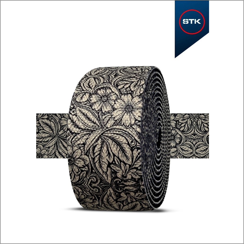 EL&Aacute;STICO STK 2117 SUBLY 40MM CAQUI (FUNDO PRETO) (FLORAL PRETO)-1190 - 1 LADO